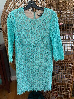 DKNY Aqua Lace 3/4 Sleeve Dress - Size 2